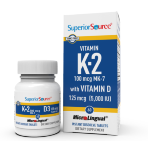 Superior Source K2 (MK-7) 100 mcg, with D3 (5000 IU) Supplement
